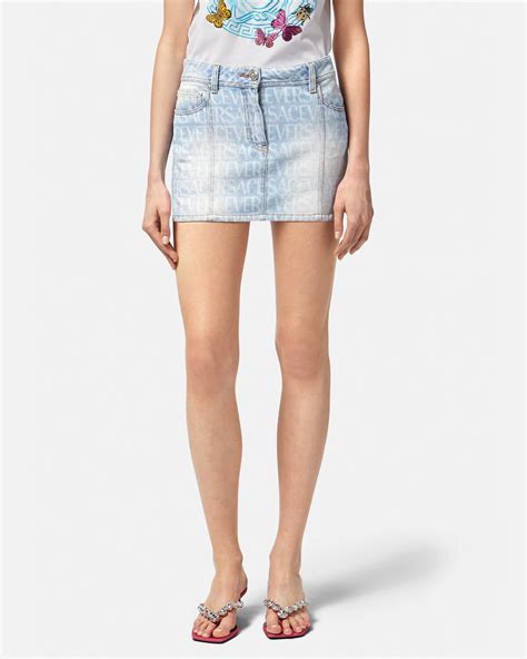 versace women skirt|Versace denim skirt.